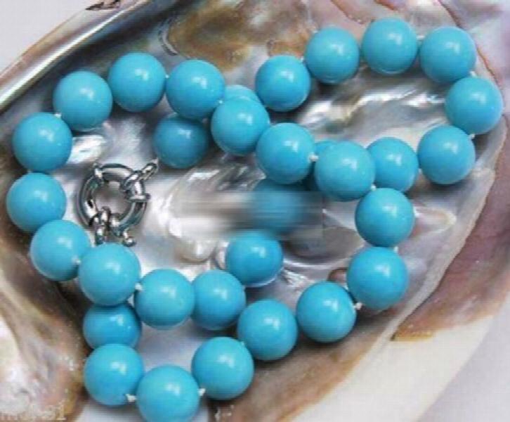 10mm Turquoise Shell Pearl Necklace 18''