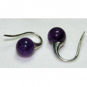 Purple Turquoise Earrings S925 Sterling Silver Hook Ball Classic Lady Gift