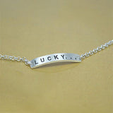 925 Silver Letter Rectangle Logo Bracelet Personalized Engraving Women Jewelry