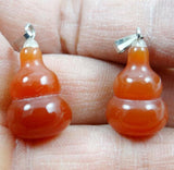 Natural Stone Quartz Crystal Tiger Eye Gourd Shape Charms Pendants