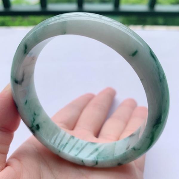 Natural Burmese Jadeite Flower 54-62mm Bracelet Princess Jewelry