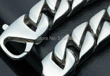 Stainless Steel Solid Link Chain Bracelet Men's High 15mm 8.66''