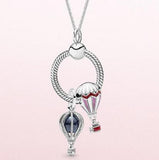 925 Silver Pan Necklace Polished Moonlight Hot Air Balloon Necklace
