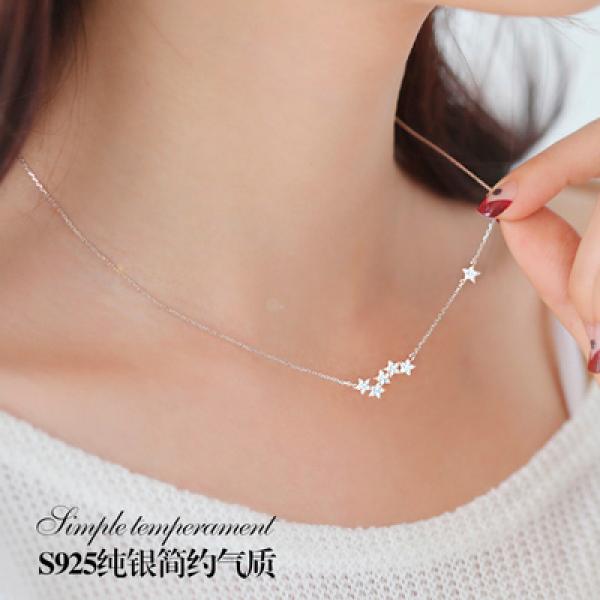 925 Silver Zircon Star Necklace for Women