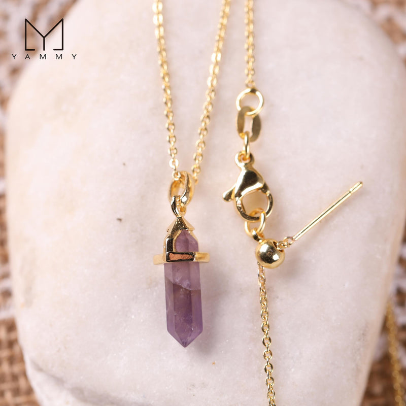 Yammy Mini Crystal Point Pendant Chain Necklace