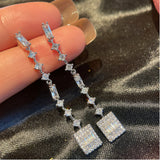 S925 Silver Needle Earrings Zircon Flash Stud Earrings