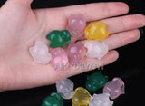 Chinese Handwork Green Pink Agate Jade Mini Fox Lucky Pendant Necklace