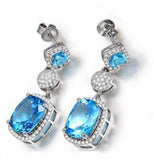 Natural Stone Aquamarine Zircon Crystal Earrings