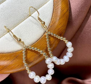 14k Gold Wrapped Freshwater Pearl Earrings 5mm Round Pearl Jewelry