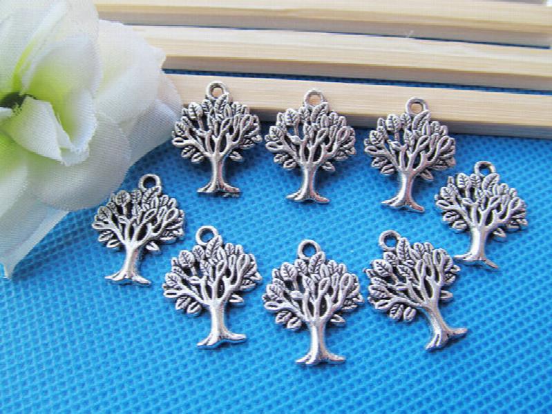 100pcs Filigree Tree of Life Pendant Charm, DIY Jewelry Making
