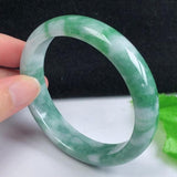 Zheru Jewelry Natural Green Myanmar Jade 54mm-62mm Bracelet
