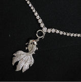 Goldfish Pendant Necklace with Red Corundum Zirconium Diamond
