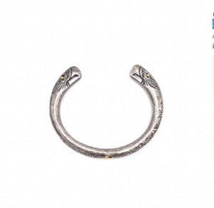 Silver Eagle Feather Men's Cuff Bangle Bracelet