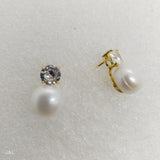 925 Silver Stud Earring with Zircon and Pearl
