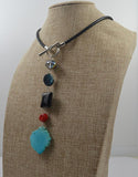 Multicolor Gemstone Pendant Necklace 10-30mm Agate Turquoise Crystal Coral