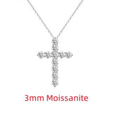 D Moissanite Cross Pendant Necklace 925 Sterling Silver Christian Diamond Chain