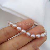 Rare Natural Akoya Vintage Real Purple Lavender Pearl Station Bead Bracelet