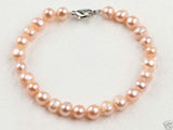 Pink Freshwater Pearl Bracelet Set with Lobster Clasp