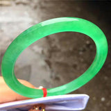 Natural Green Round Bar Burmese Jade Bracelet 54-64mm