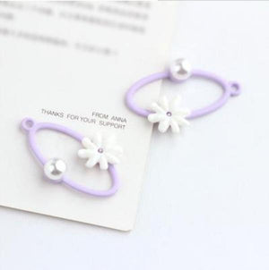 50pcs Flowers Pearl Resin Charms DIY Jewelry Earring Pendants