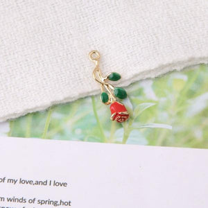 10pcs Enamel Rose Charms Flower Shell Pendants Wedding DIY Jewelry