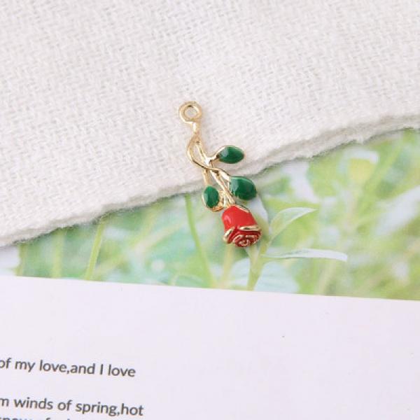 10pcs Enamel Rose Charms Flower Shell Pendants Wedding DIY Jewelry