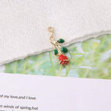 10pcs Enamel Rose Charms Flower Shell Pendants Wedding DIY Jewelry