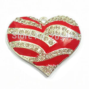 10pcs Silvery Heart Zebra-Stripe Rhinestone Pendants For Chunky Necklace
