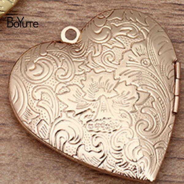 BoYuTe 40*41*9MM Metal Brass Heart Locket Floating Photo Pendant