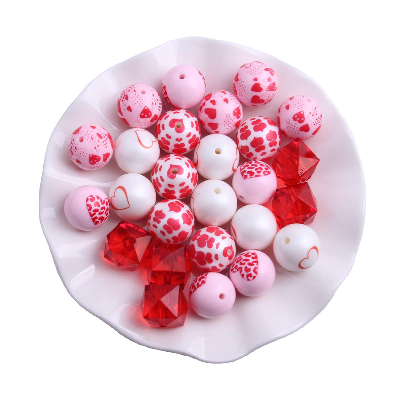 RB-051 20mm Mix Set Red Pink Colorful Large Acrylic Beads 50pcs