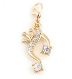 20PCS 15x30mm Rhinestones Crown Music Note Pendant Charms for Floating Locket