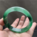 Zheru Jewelry Natural Burmese Jade Green Two-Tone Bracelet