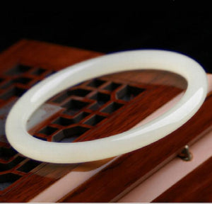 Natural Hetian Jade Round Bar 54-64mm Bracelet Princess Jewelry