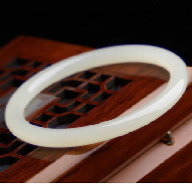 Natural Hetian Jade Round Bar 54-64mm Bracelet Princess Jewelry
