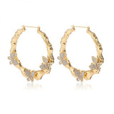 Butterfly Stainless Steel Diamond Hoops Earring