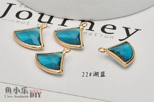 Crystal Glass DIY Earrings Pendant - Plated Copper Material
