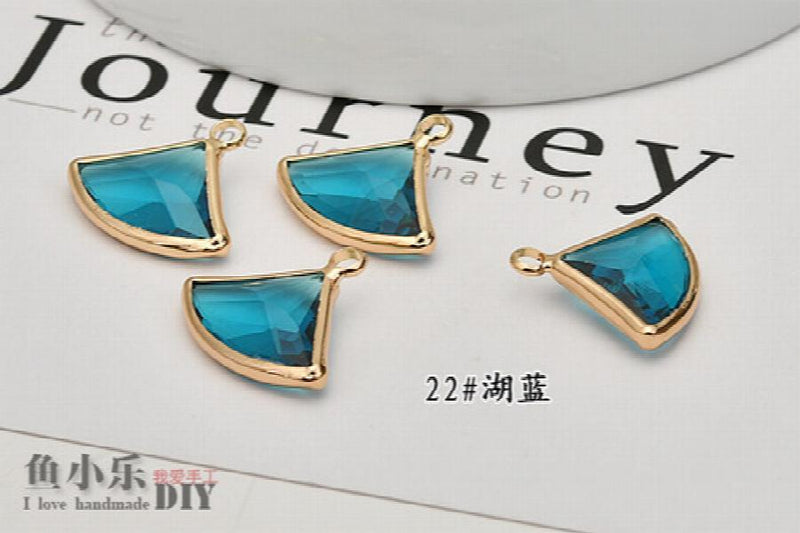 Crystal Glass DIY Earrings Pendant - Plated Copper Material