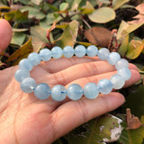 Aquamarine Bracelet Natural Round Beads Crystal Healing Stone Gift