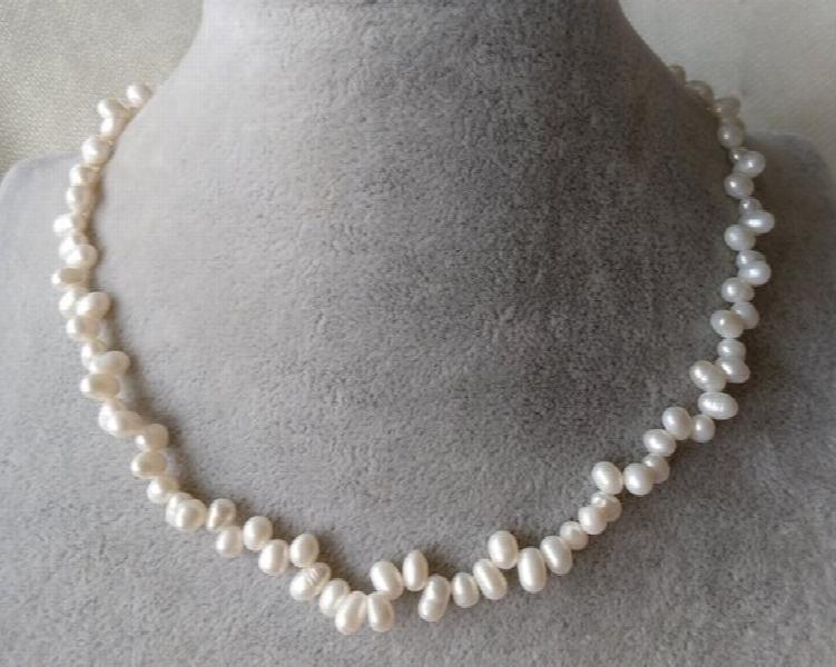 Tiny Pearl Necklace 4x6mm Freshwater Pearl 18Inches Women Gift Jewelry