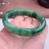 Zheru Jewelry Natural Burmese Jade Green Flower Bracelet 54-64mm