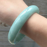Natural Myanmar Jadeite 54-64mm Light Green Bracelet Princess Jewelry