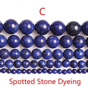 100% Natural Lapis Lazuli Round Beads 4 6 8 10 12mm - DIY Bracelet Necklace