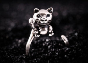 Lucky Cat Ring for Women Men Kids Charm Christmas Pretty Jewelry