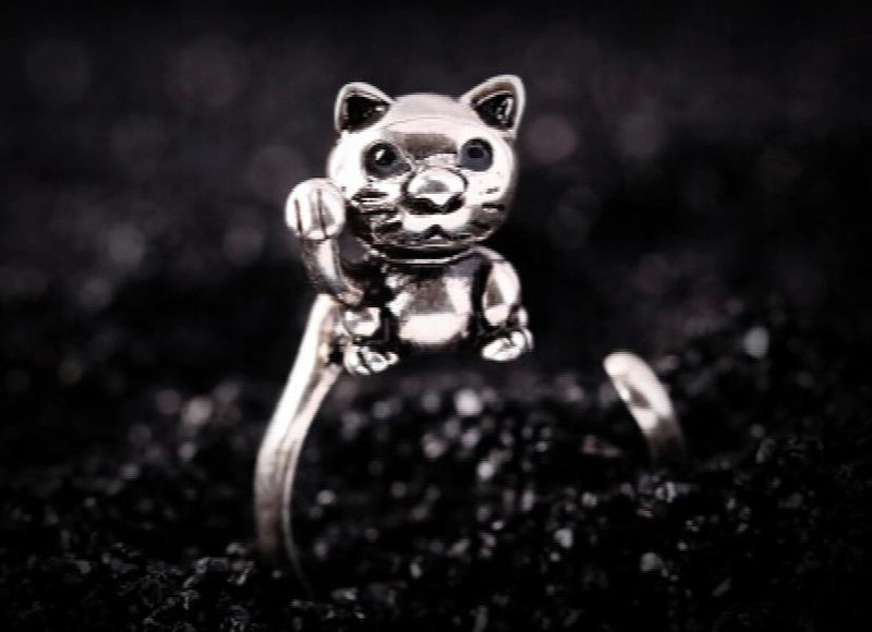 Lucky Cat Ring for Women Men Kids Charm Christmas Pretty Jewelry