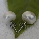 9-10mm Pearl Stud Earrings Silver Jewelry Women Gift