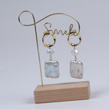 Vintage Brass Pendant Earrings with Freshwater Pearls