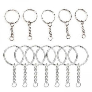 50Pcs Silver Plated Keyring Split Holder Ring DIY Epoxy Mold Key Chains