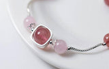 925 Silver Strawberry Quartz Mermaid Tail Cuff Bracelet