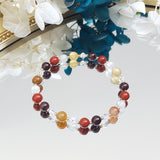 Garnet Moonstone Carnelian 14K Filled Elastic Bracelet