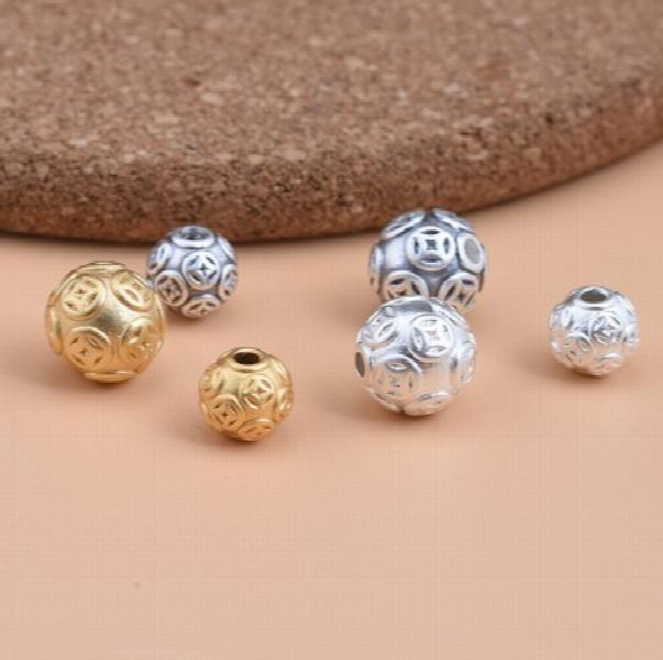 999 Pure Silver Beads DIY Charms for Bracelets 6mm-10mm